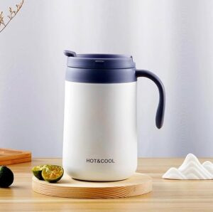 Hot & Cool Black Coffee Mug Stainless Steel Plastic (White) | ESSENTIALSBYHK