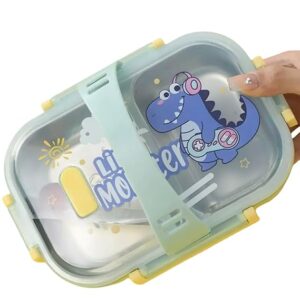 essentialsbyhk 2 Compartment Stainless Steel Lunch Box 1 Containers Lunch Box | Light Blue | 700 ml